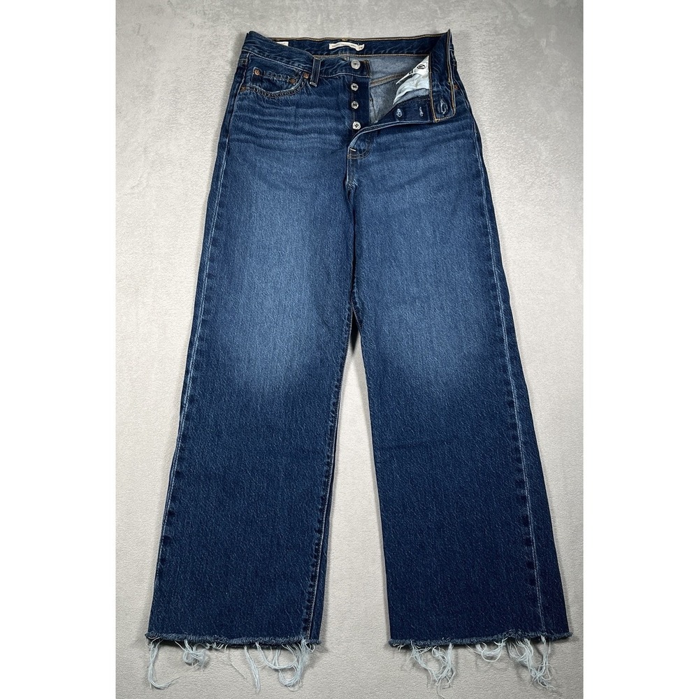 Levi's Ribcage Straight Ankle Jeans Womens Size 28 Blue High Rise Denim Wide Leg